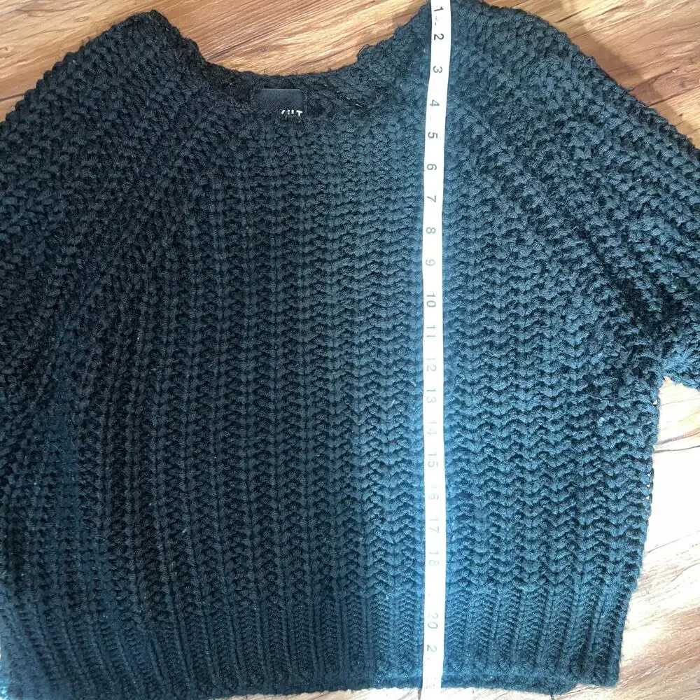 Kut from the Kloth Black Chunky Knit Sweater Cozy Textured Pullover Size Medium